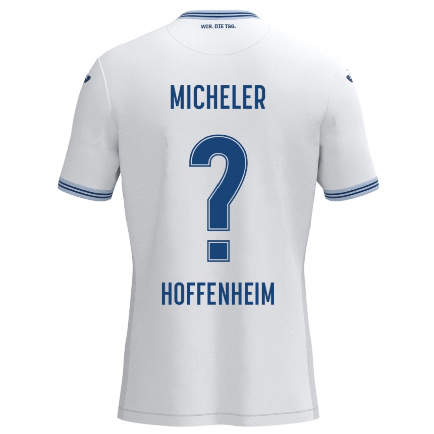 Kids Football Florian Micheler #0 White Blue Away Jersey 2024/25 T-Shirt Nz