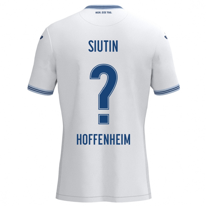 Kids Football Kirill Siutin #0 White Blue Away Jersey 2024/25 T-Shirt Nz