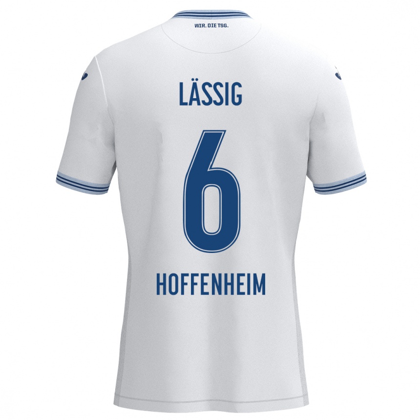 Kids Football Valentin Lässig #6 White Blue Away Jersey 2024/25 T-Shirt Nz