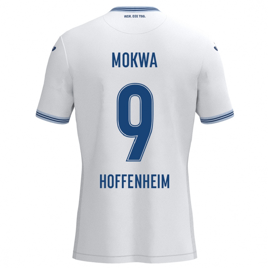 Kids Football David Mokwa #9 White Blue Away Jersey 2024/25 T-Shirt Nz