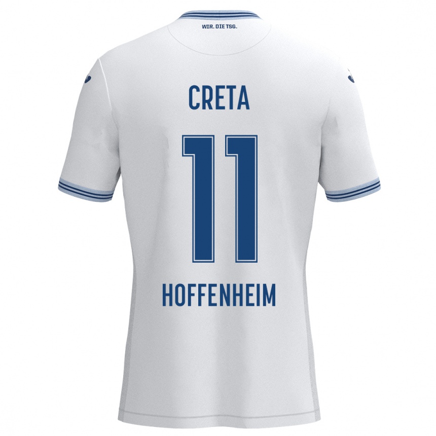 Kids Football David Creța #11 White Blue Away Jersey 2024/25 T-Shirt Nz