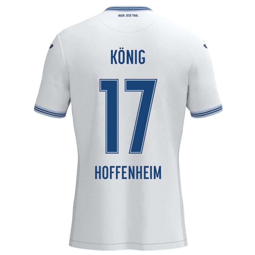 Kids Football Noah König #17 White Blue Away Jersey 2024/25 T-Shirt Nz