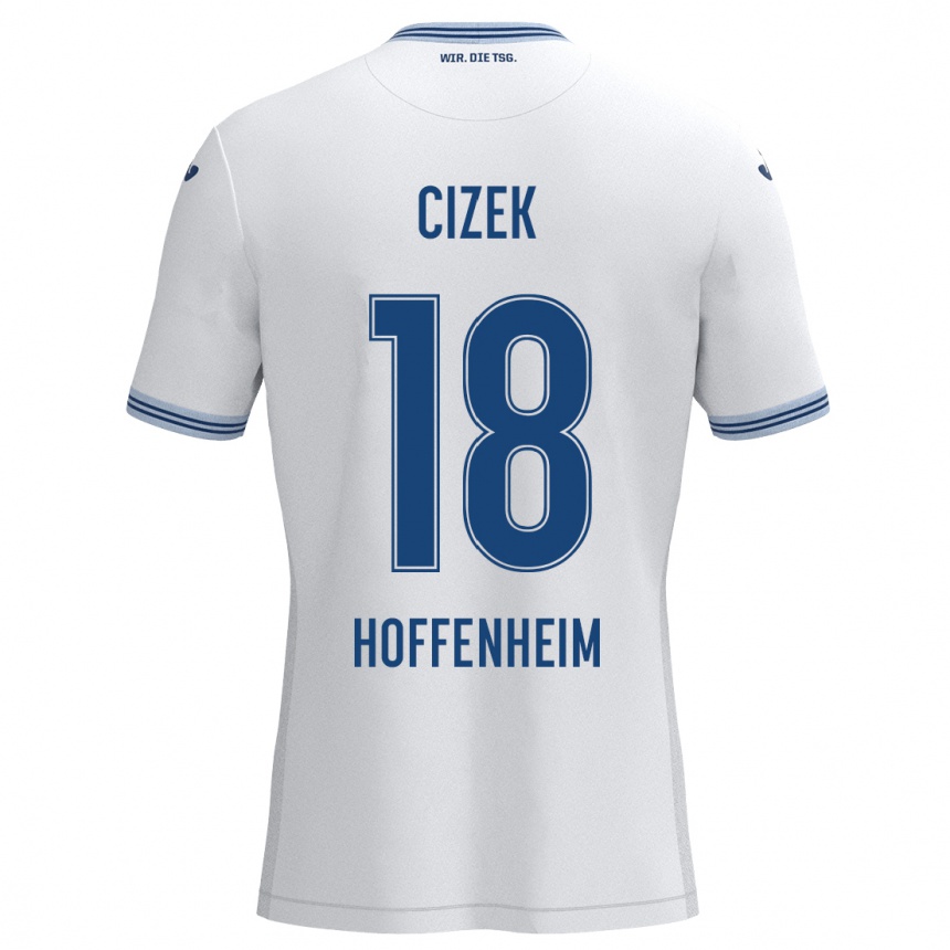 Kids Football Krystof Cizek #18 White Blue Away Jersey 2024/25 T-Shirt Nz