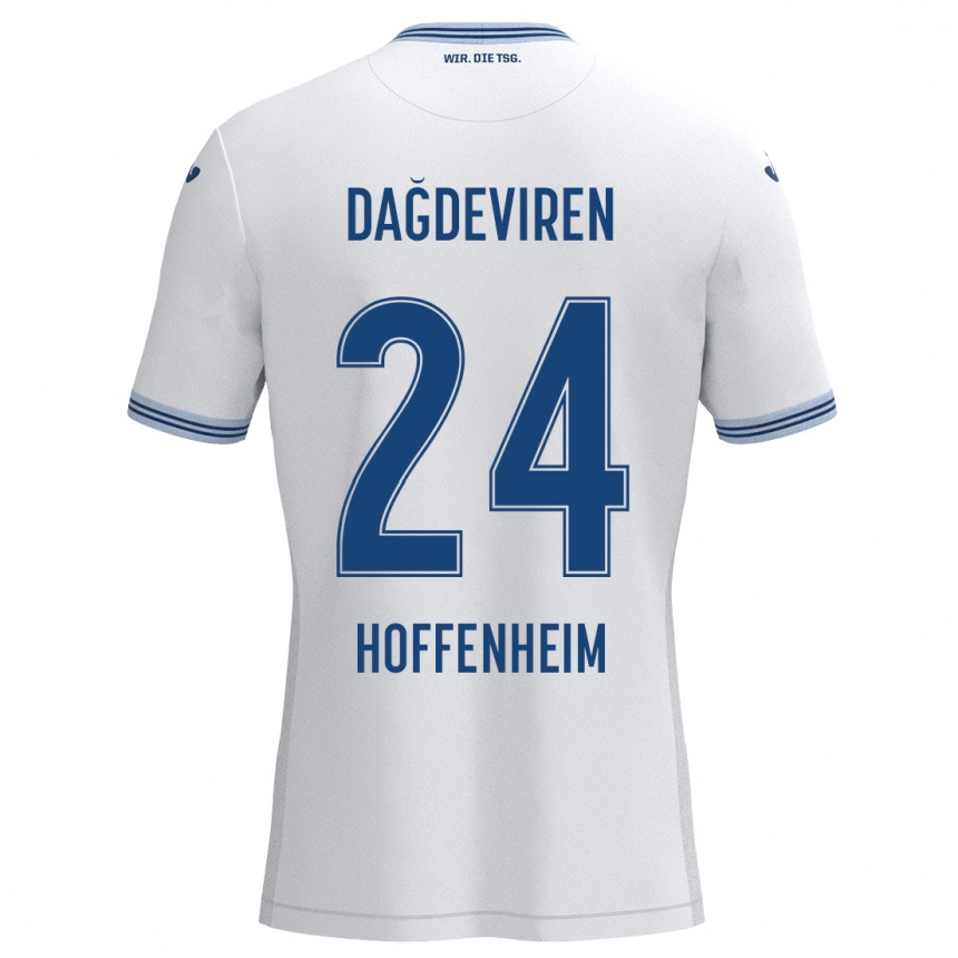 Kids Football Diren Dağdeviren #24 White Blue Away Jersey 2024/25 T-Shirt Nz