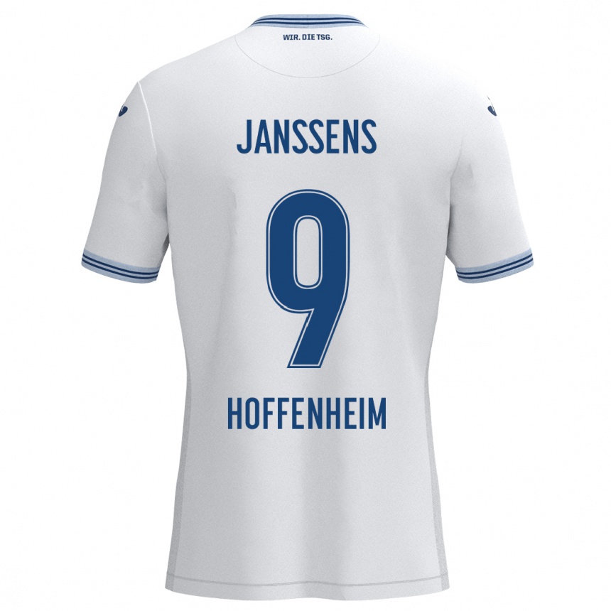 Kids Football Jill Janssens #9 White Blue Away Jersey 2024/25 T-Shirt Nz