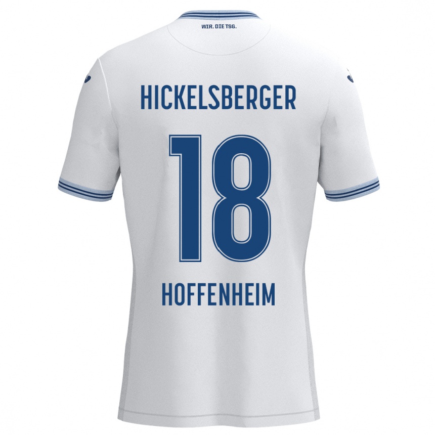 Kids Football Julia Hickelsberger #18 White Blue Away Jersey 2024/25 T-Shirt Nz