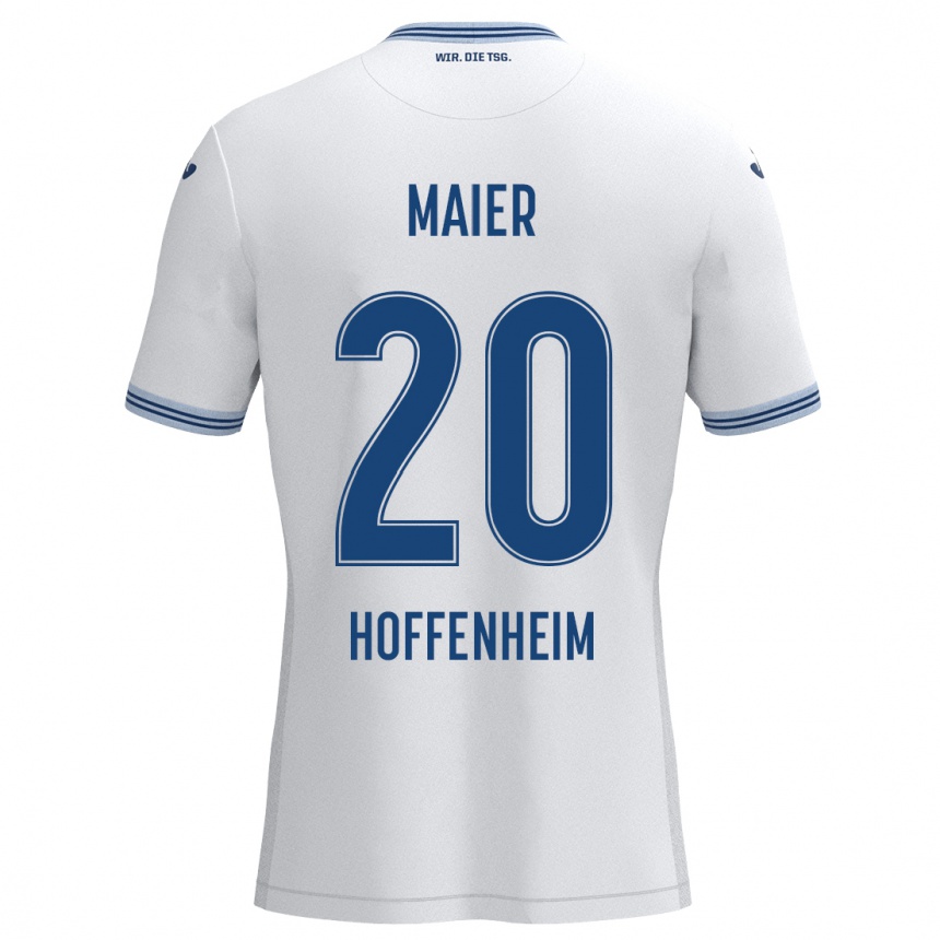 Kids Football Leonie Maier #20 White Blue Away Jersey 2024/25 T-Shirt Nz