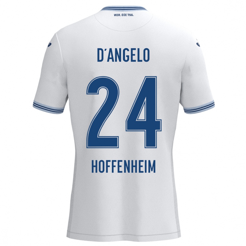 Kids Football Chiara D'angelo #24 White Blue Away Jersey 2024/25 T-Shirt Nz