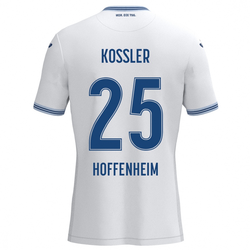 Kids Football Melissa Kössler #25 White Blue Away Jersey 2024/25 T-Shirt Nz