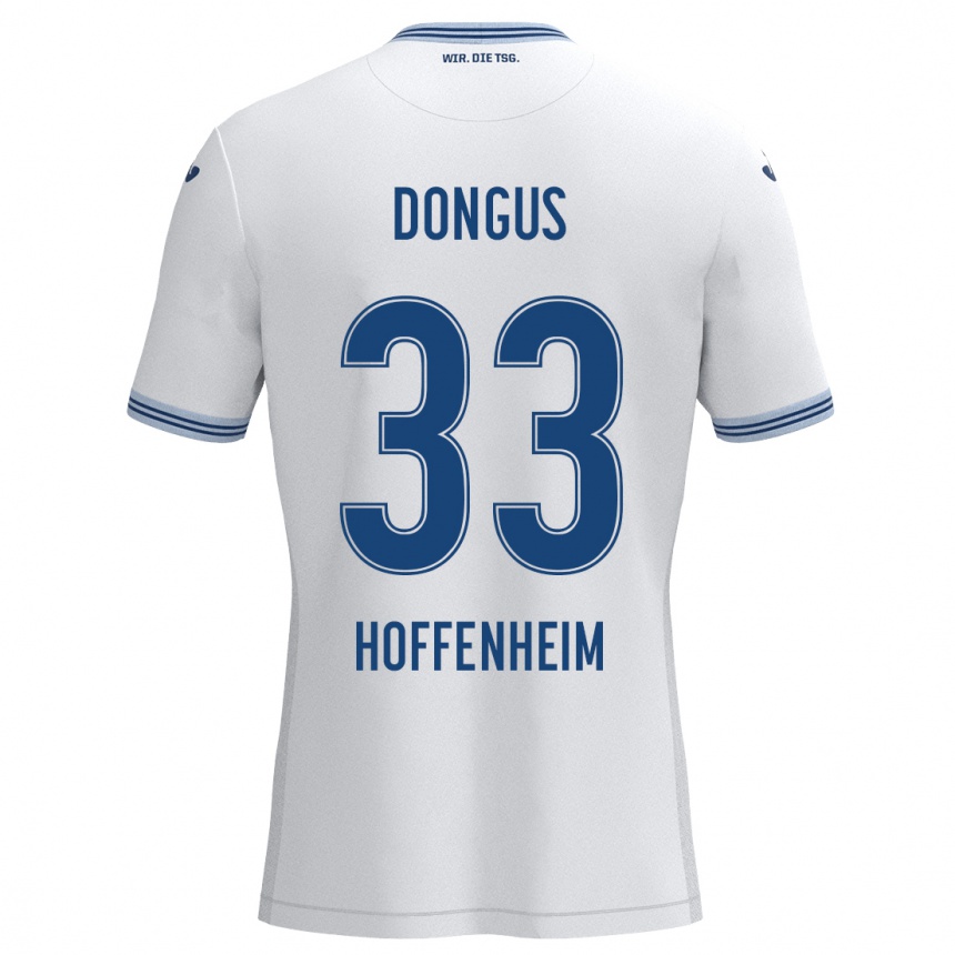 Kids Football Fabienne Dongus #33 White Blue Away Jersey 2024/25 T-Shirt Nz