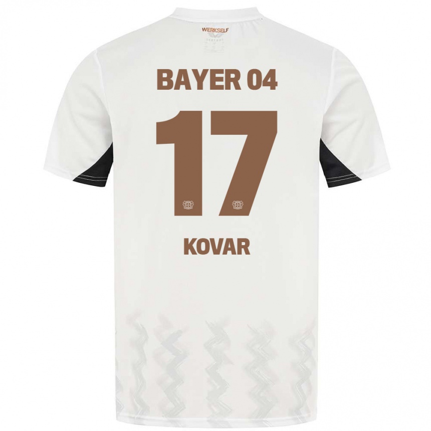 Kids Football Matej Kovar #17 White Black Away Jersey 2024/25 T-Shirt Nz