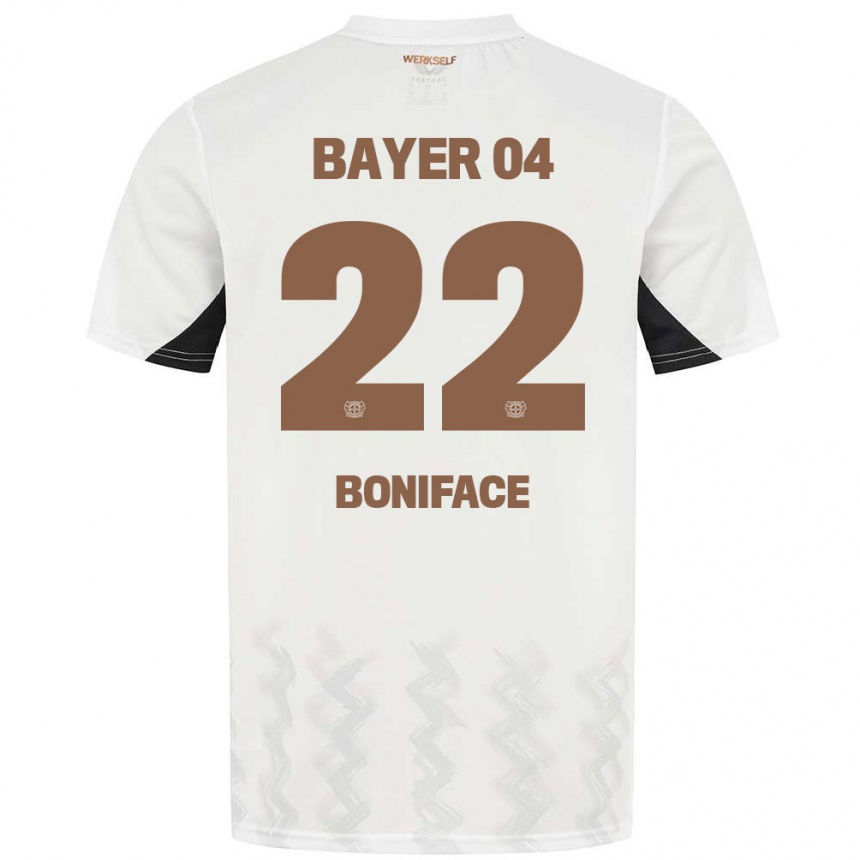 Kids Football Victor Boniface #22 White Black Away Jersey 2024/25 T-Shirt Nz