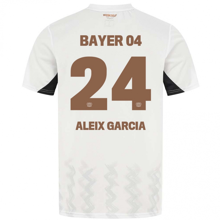 Kids Football Aleix García #24 White Black Away Jersey 2024/25 T-Shirt Nz