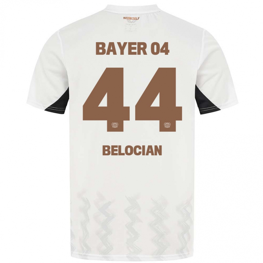 Kids Football Jeanuël Belocian #44 White Black Away Jersey 2024/25 T-Shirt Nz