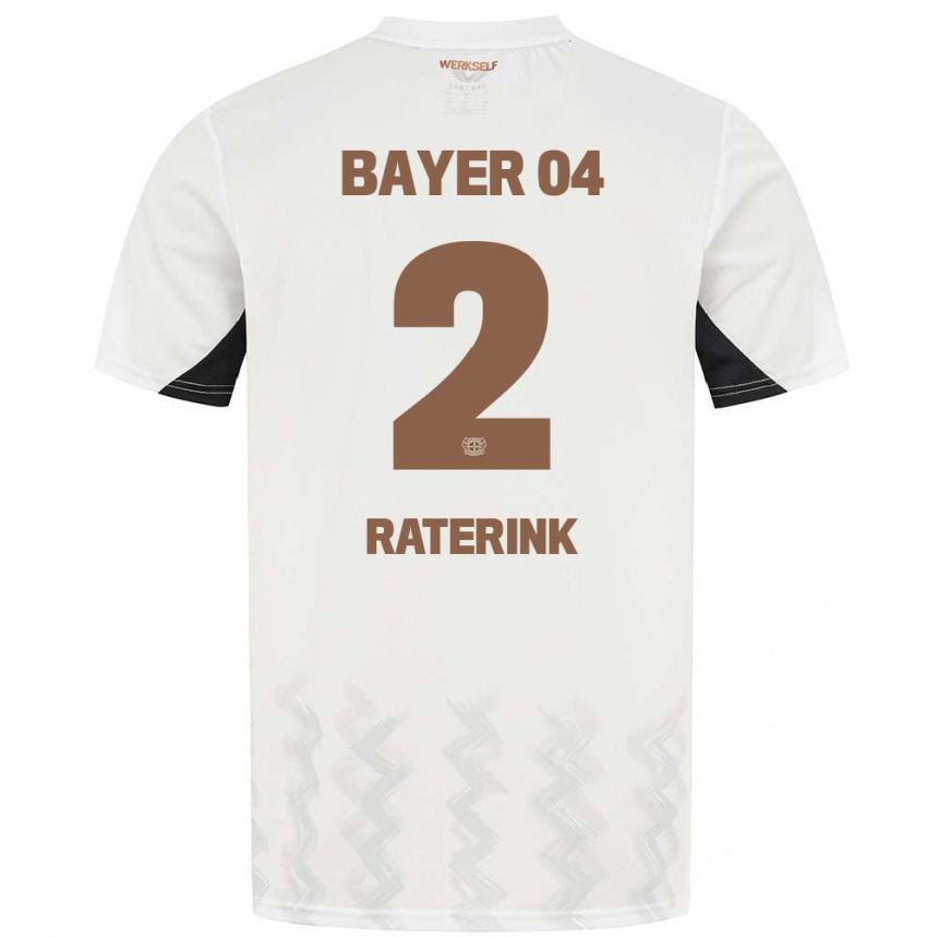 Kids Football Othniël Raterink #2 White Black Away Jersey 2024/25 T-Shirt Nz