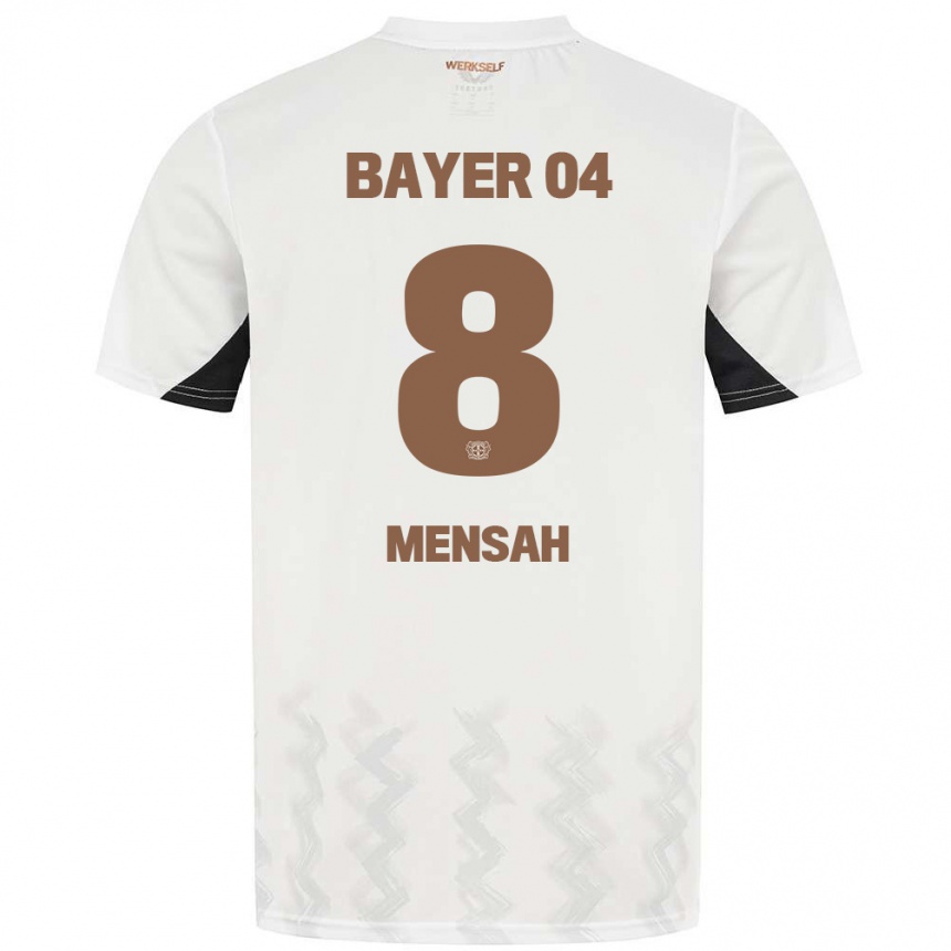 Kids Football Naba Mensah #8 White Black Away Jersey 2024/25 T-Shirt Nz