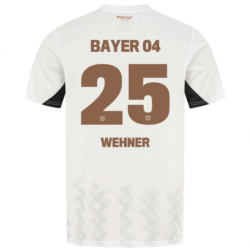 Kids Football Luca Wehner #25 White Black Away Jersey 2024/25 T-Shirt Nz