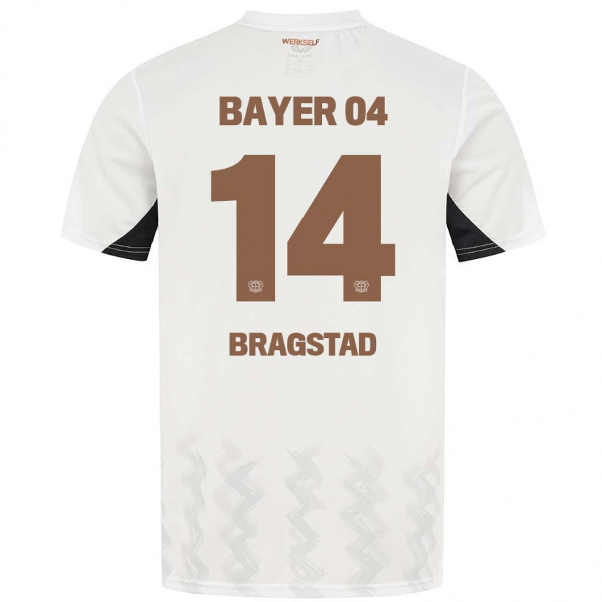 Kids Football Emilie Bragstad #14 White Black Away Jersey 2024/25 T-Shirt Nz