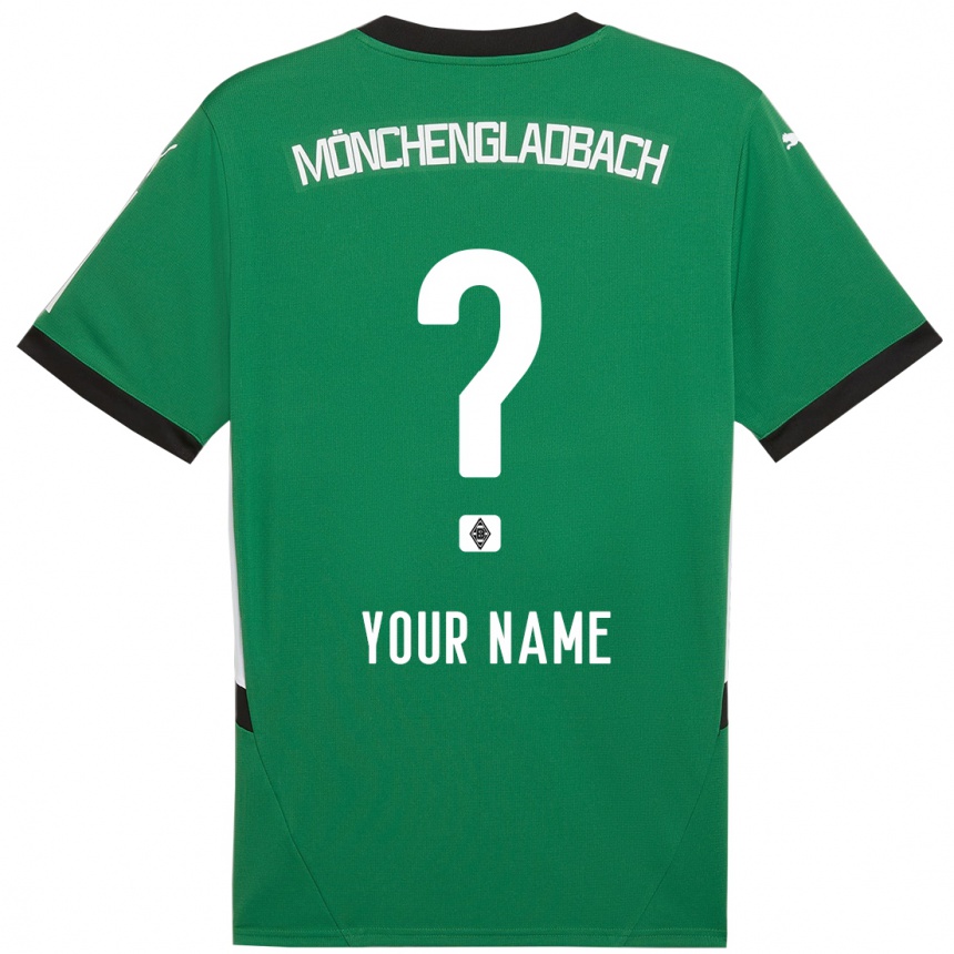 Kids Football Your Name #0 Green White Away Jersey 2024/25 T-Shirt Nz