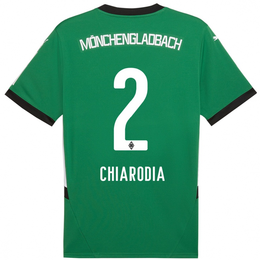 Kids Football Fabio Chiarodia #2 Green White Away Jersey 2024/25 T-Shirt Nz