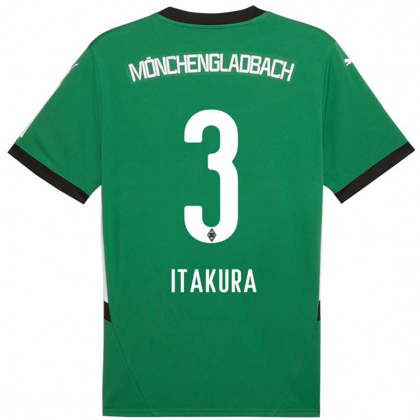 Kids Football Ko Itakura #3 Green White Away Jersey 2024/25 T-Shirt Nz