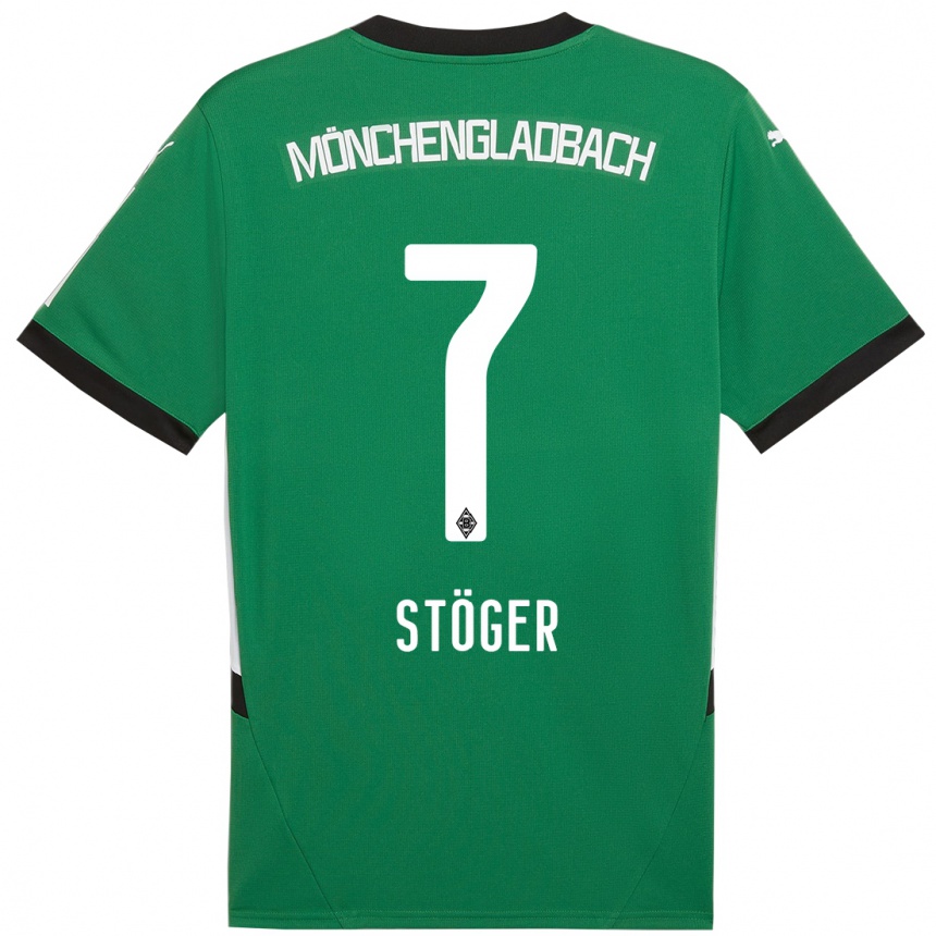 Kids Football Kevin Stöger #7 Green White Away Jersey 2024/25 T-Shirt Nz