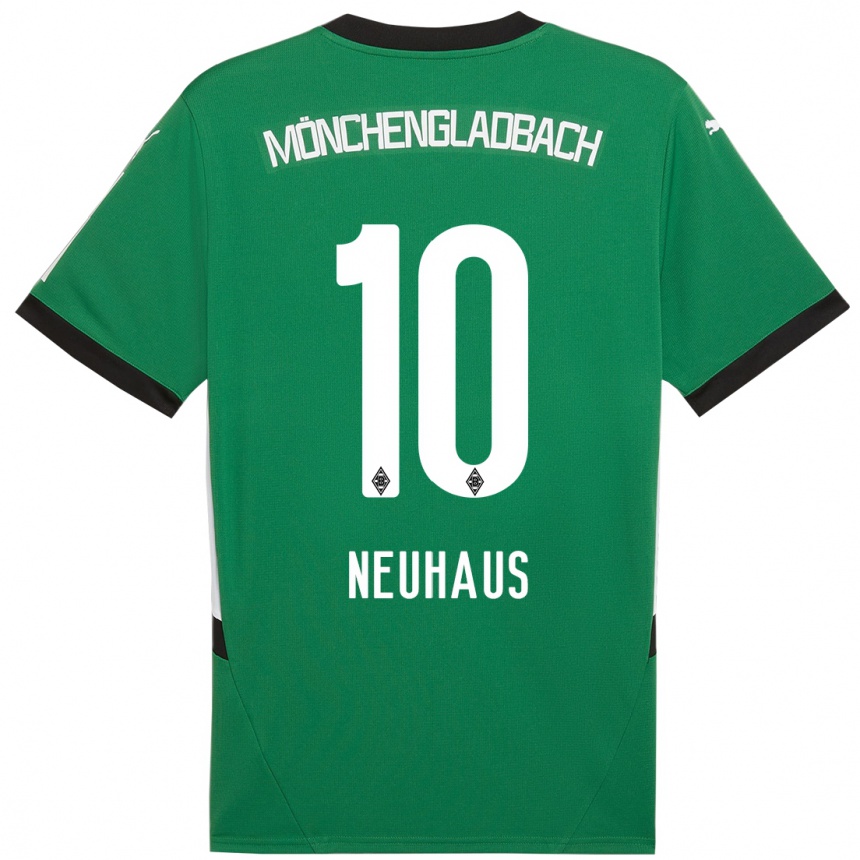 Kids Football Florian Neuhaus #10 Green White Away Jersey 2024/25 T-Shirt Nz