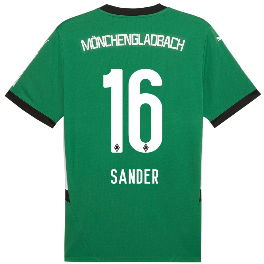 Kids Football Philipp Sander #16 Green White Away Jersey 2024/25 T-Shirt Nz