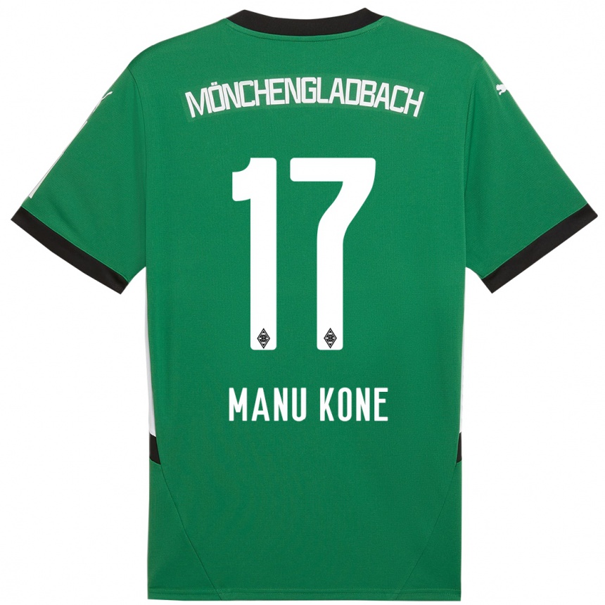 Kids Football Manu Koné #17 Green White Away Jersey 2024/25 T-Shirt Nz