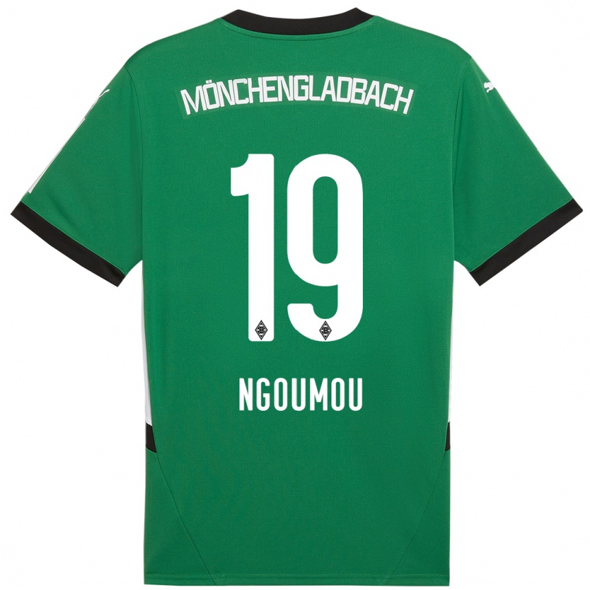 Kids Football Nathan Ngoumou #19 Green White Away Jersey 2024/25 T-Shirt Nz