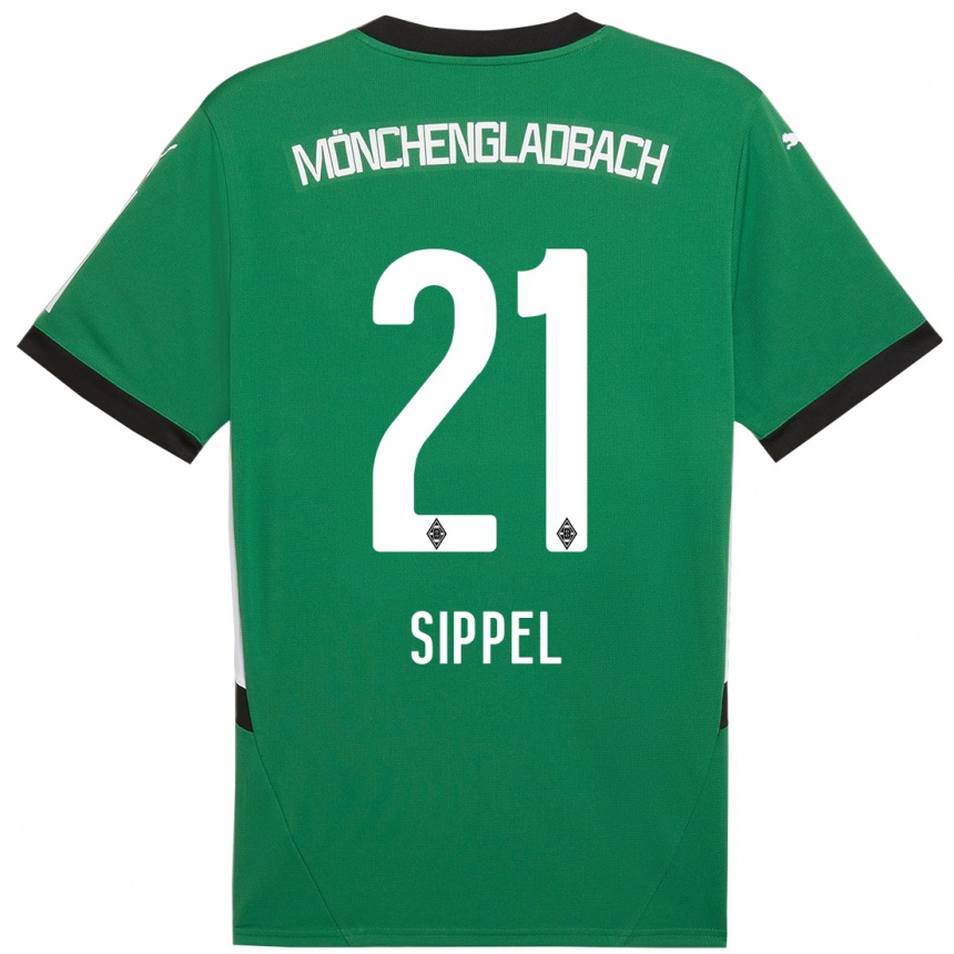 Kids Football Tobias Sippel #21 Green White Away Jersey 2024/25 T-Shirt Nz