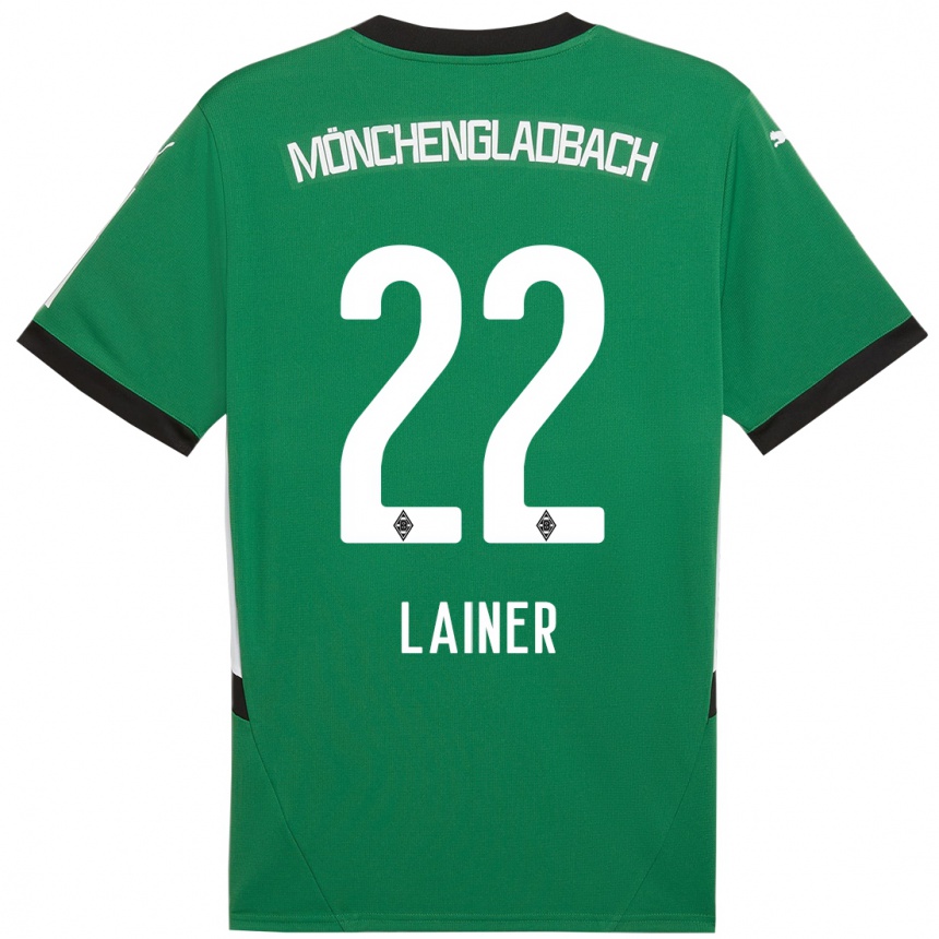 Kids Football Stefan Lainer #22 Green White Away Jersey 2024/25 T-Shirt Nz