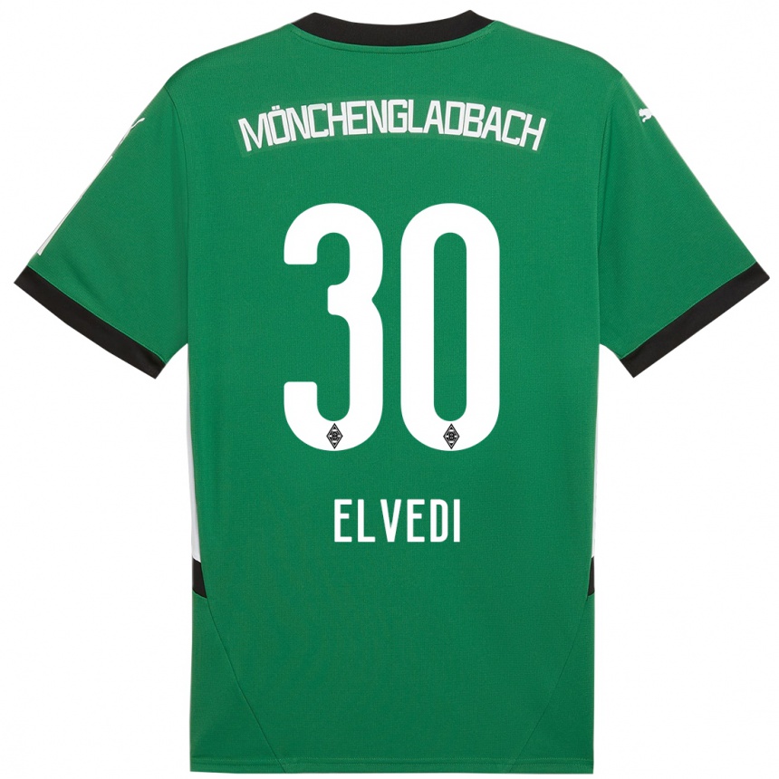 Kids Football Nico Elvedi #30 Green White Away Jersey 2024/25 T-Shirt Nz