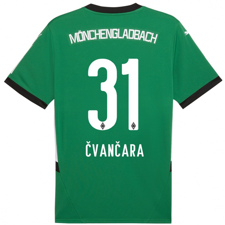 Kids Football Tomas Cvancara #31 Green White Away Jersey 2024/25 T-Shirt Nz