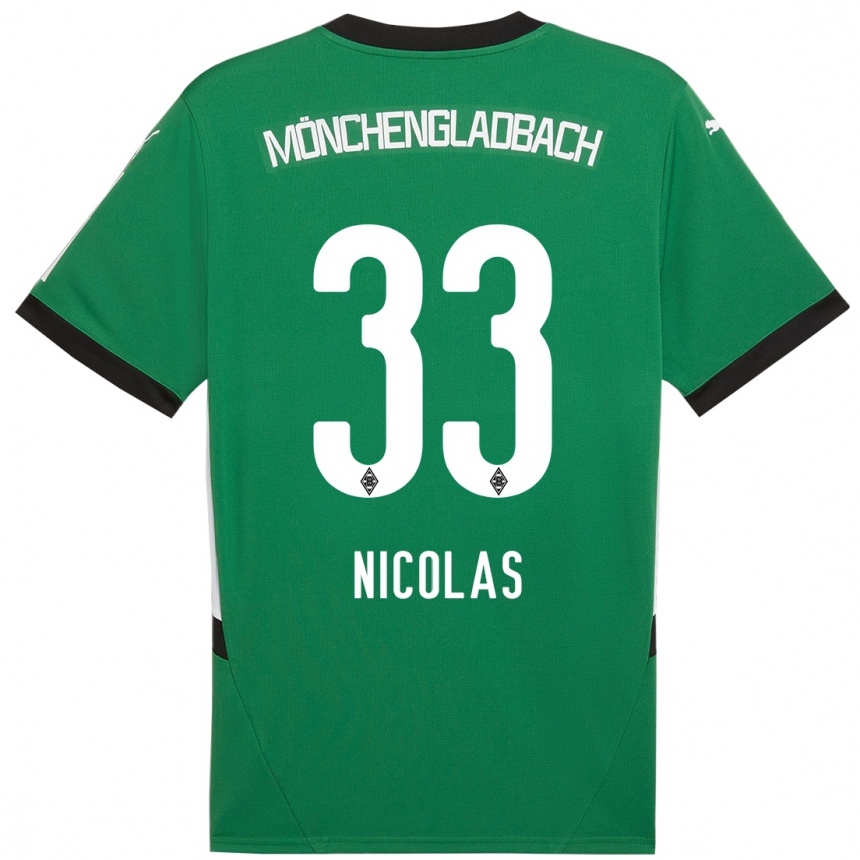 Kids Football Moritz Nicolas #33 Green White Away Jersey 2024/25 T-Shirt Nz