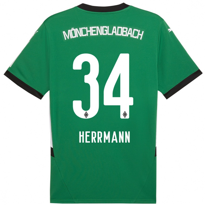 Kids Football Charles Herrmann #34 Green White Away Jersey 2024/25 T-Shirt Nz