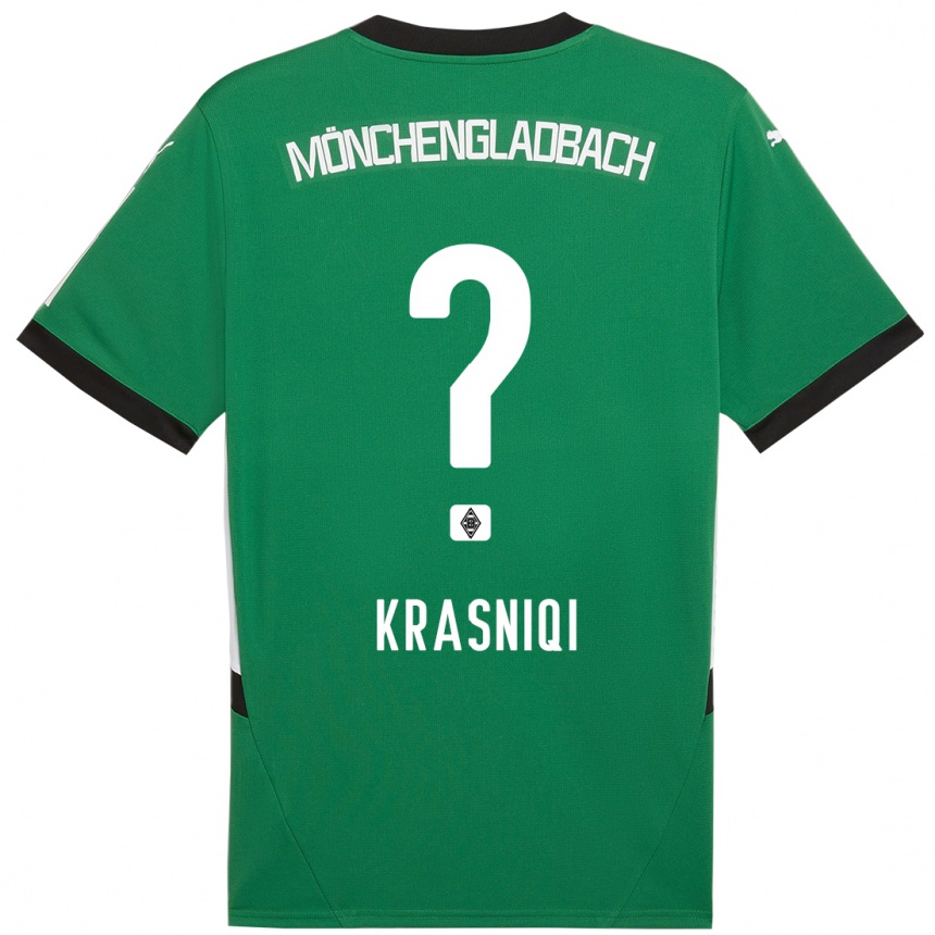 Kids Football Engjell Krasniqi #0 Green White Away Jersey 2024/25 T-Shirt Nz