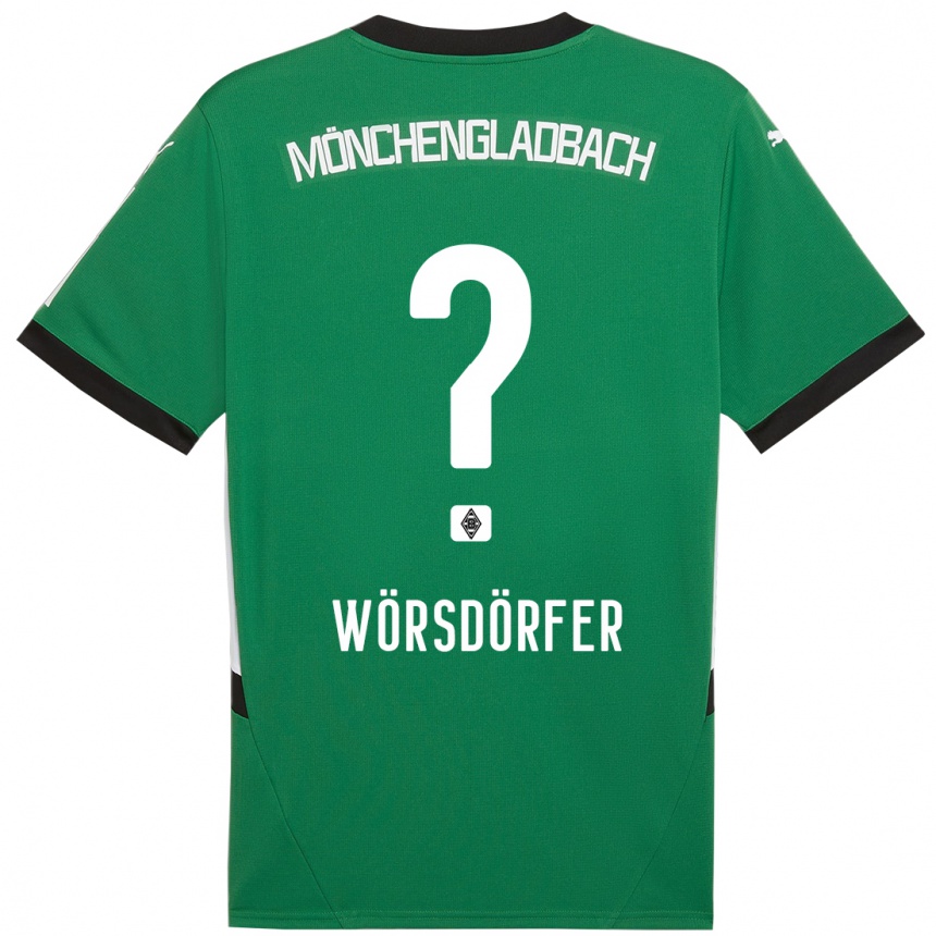 Kids Football Len Wörsdörfer #0 Green White Away Jersey 2024/25 T-Shirt Nz