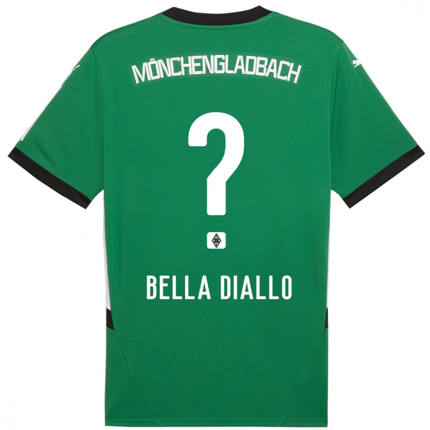 Kids Football Oumar Bella Diallo #0 Green White Away Jersey 2024/25 T-Shirt Nz