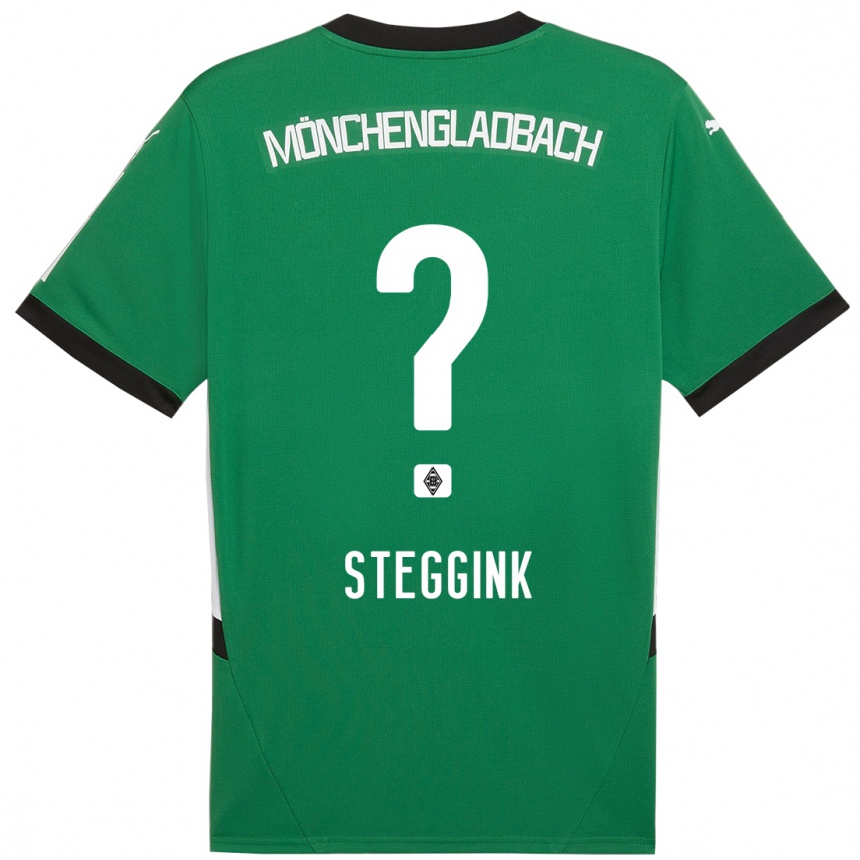 Kids Football Lennart Steggink #0 Green White Away Jersey 2024/25 T-Shirt Nz