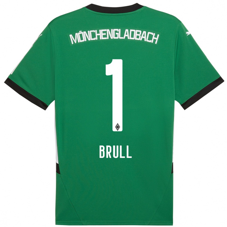 Kids Football Maximilian Brüll #1 Green White Away Jersey 2024/25 T-Shirt Nz