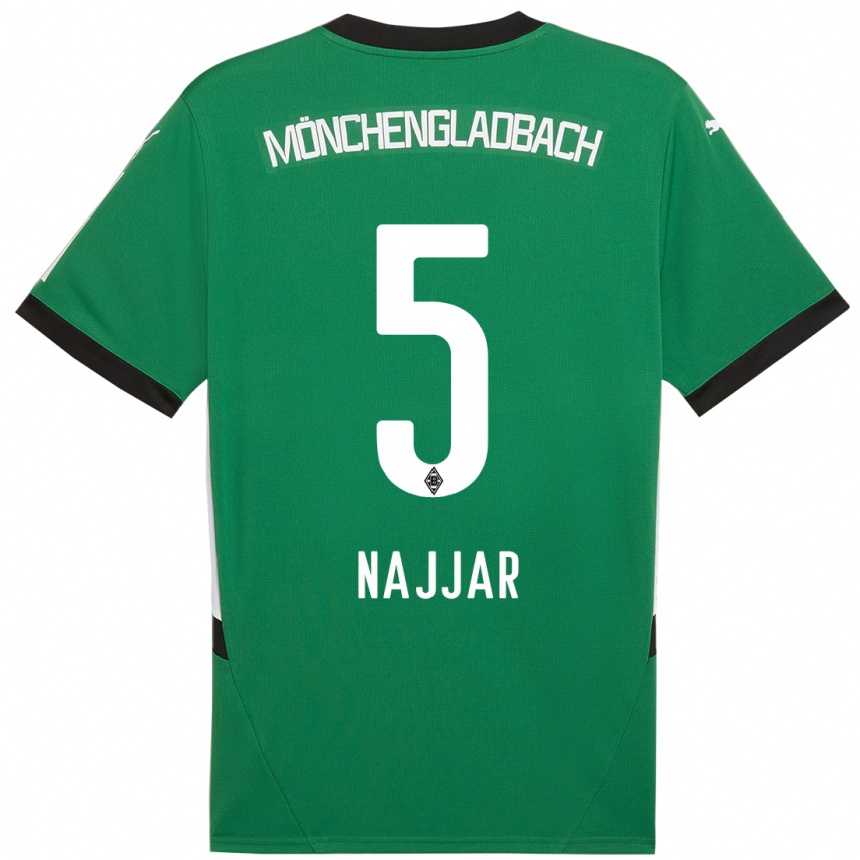 Kids Football Jamil Najjar #5 Green White Away Jersey 2024/25 T-Shirt Nz