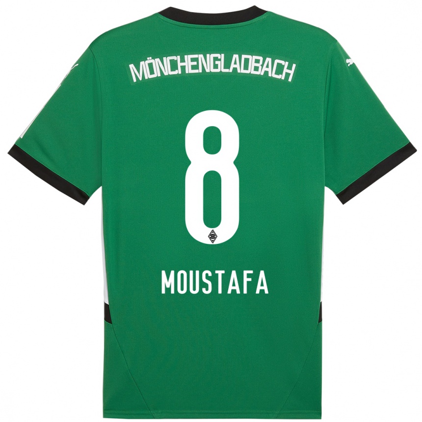 Kids Football Moustafa Ashraf Moustafa #8 Green White Away Jersey 2024/25 T-Shirt Nz