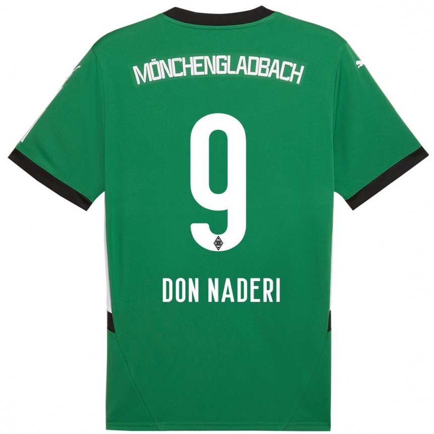 Kids Football Ryan Don Naderi #9 Green White Away Jersey 2024/25 T-Shirt Nz