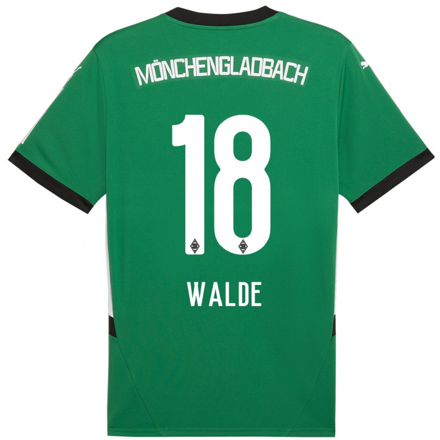 Kids Football Simon Walde #18 Green White Away Jersey 2024/25 T-Shirt Nz