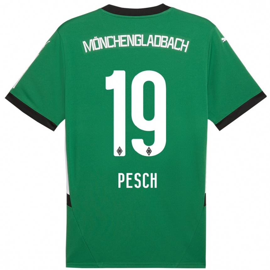 Kids Football Noah Pesch #19 Green White Away Jersey 2024/25 T-Shirt Nz