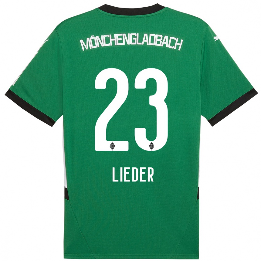 Kids Football Michel Lieder #23 Green White Away Jersey 2024/25 T-Shirt Nz