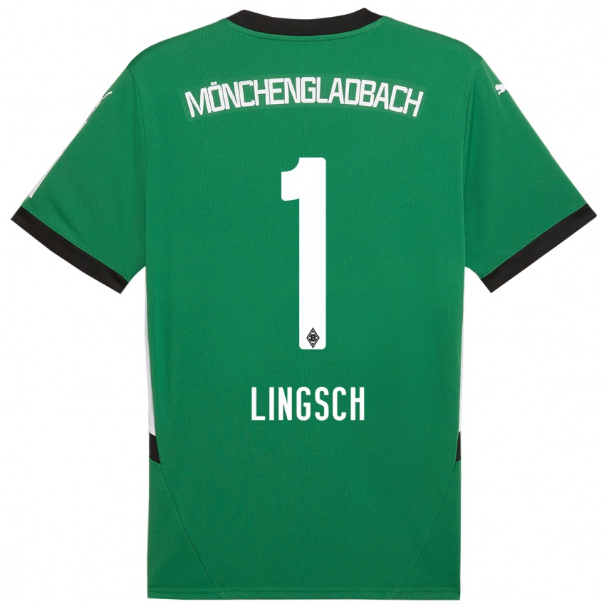 Kids Football Tina Lingsch #1 Green White Away Jersey 2024/25 T-Shirt Nz