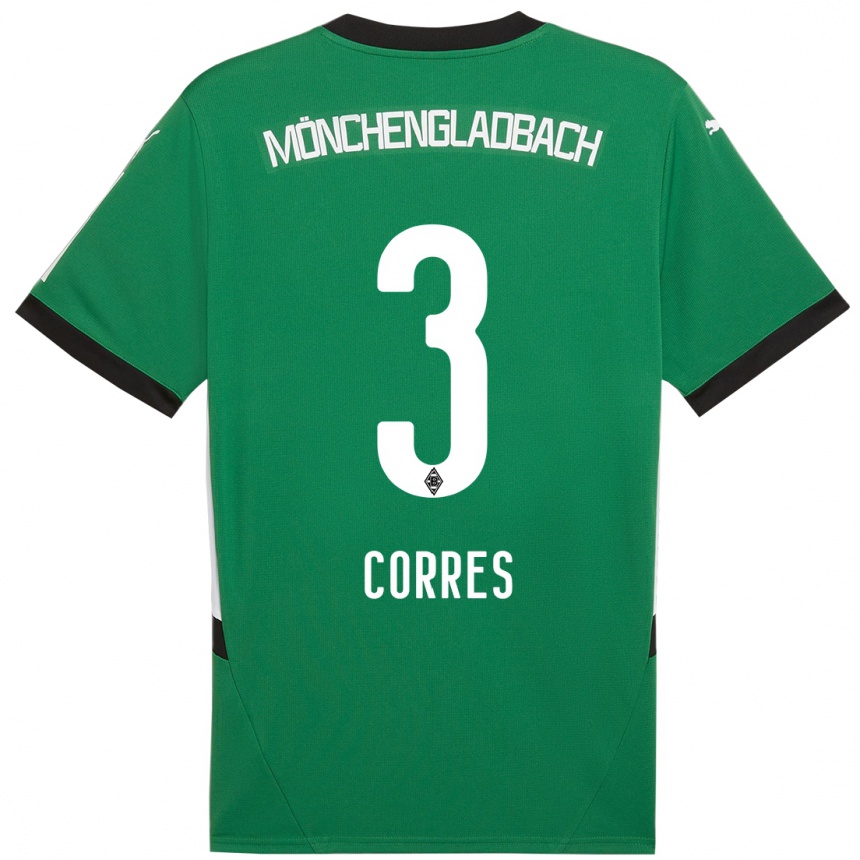 Kids Football Carolin Corres #3 Green White Away Jersey 2024/25 T-Shirt Nz