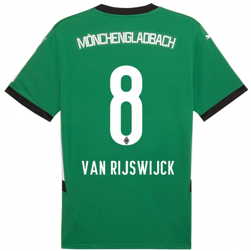 Kids Football Britt Van Rijswijck #8 Green White Away Jersey 2024/25 T-Shirt Nz